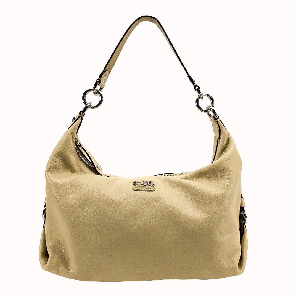 COACH Madison Hailey Beige Leather Hobo Shoulder Handbag - A1076-14304